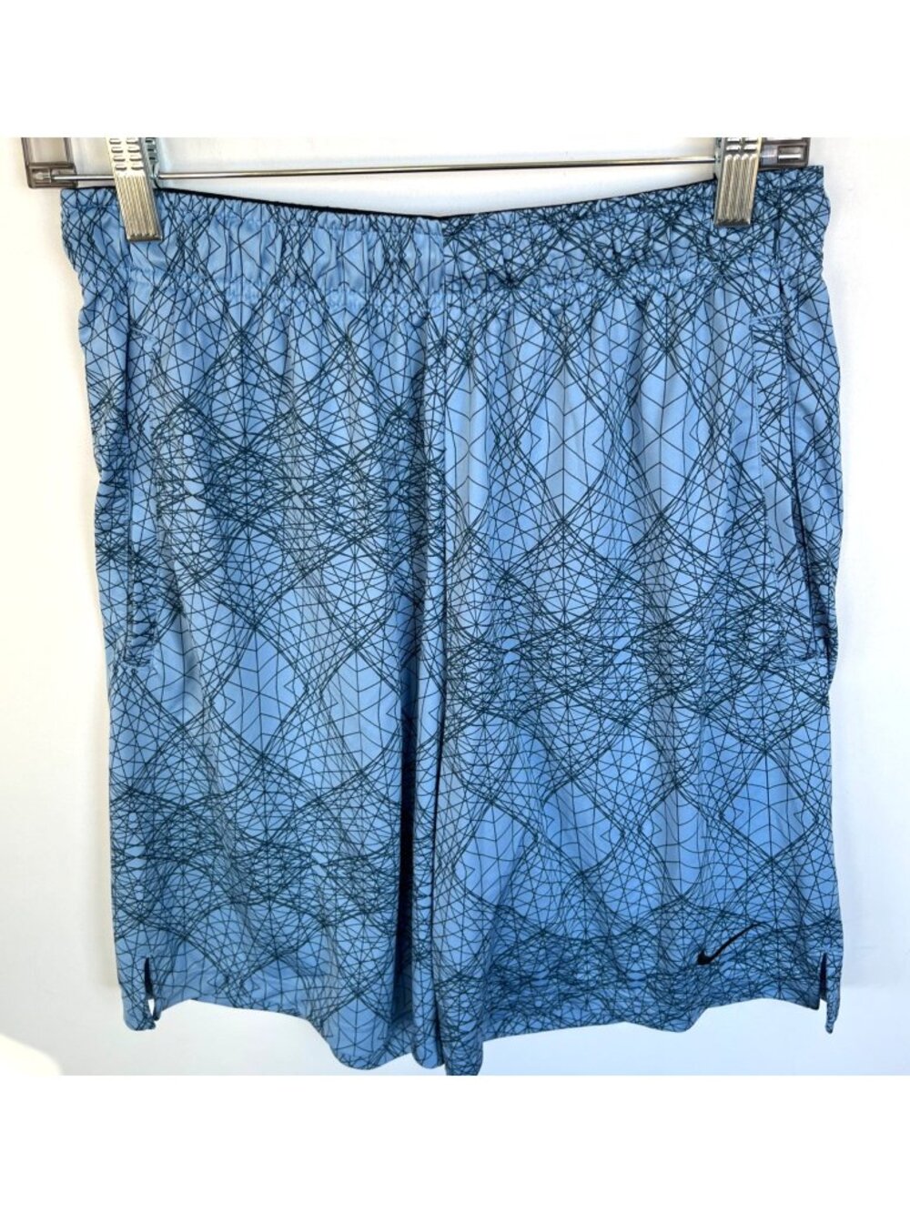 Nike Blue Patterned Long Athletic Gym Basketball Shorts  Size Medium Activewear